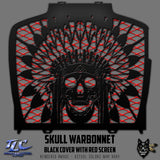 Skull Warbonnet Black Radiator Cover with Red Screen for Indian Challenger/Pursuit