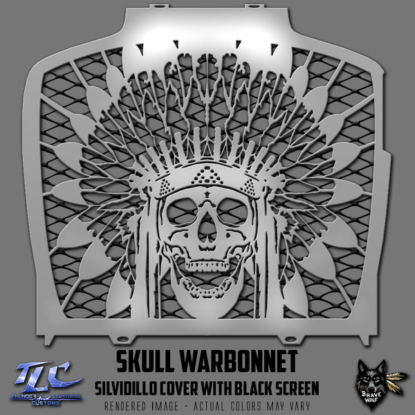 Skull Warbonnet Silvidillo Radiator Cover with Black Screen for Indian Challenger/Pursuit