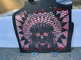 Skull Warbonnet Black Radiator Cover with Red Screen for Indian Challenger/Pursuit