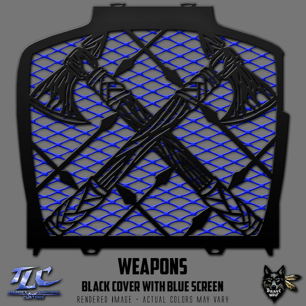Weapons Black Radiator Cover with Blue Screen for Indian Challenger/Pursuit